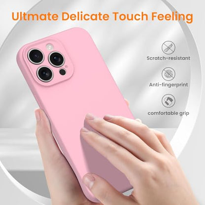 Compatible with iPhone 15 Pro Case, Shockproof Liquid Silicone Protective Phone Case with Soft Anti-Scratch Microfiber Lining Ultra Slim Drop Protection Phone Cover (Pink) - color: Pink, size: iPhone 15 Pro