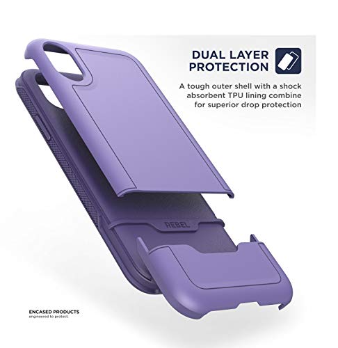 ENCASED Heavy Duty Case for iPhone XR Purple (2018 Rebel Armor) Military Grade Protective Cover (Full Body Protection) - color: Purple