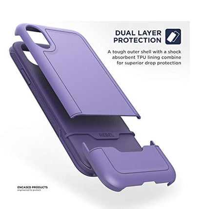 ENCASED Heavy Duty Case for iPhone XR Purple (2018 Rebel Armor) Military Grade Protective Cover (Full Body Protection) - color: Purple