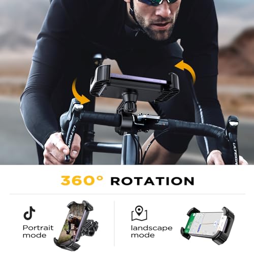 Miracase Bike Phone Holder - [Anti Shake] Motorcycle phone Mount, Phone Holder for Bike, Bicycle Phone Mount Handlebar Cell Phone Holder -[Silicone Wrapped] Scooter Bike Accessories for iPhone Samsung