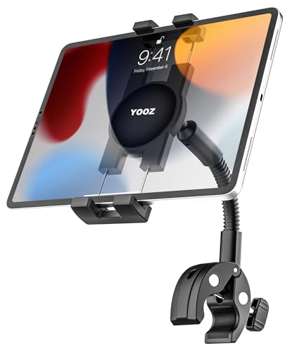 Handlebar Tablet Holder for Bike Pram Moto Wheel Chair, Metal Gooseneck Arm