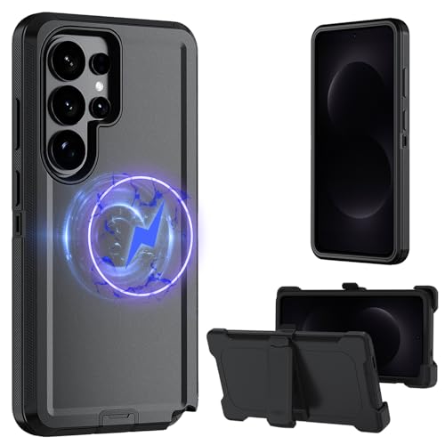 FOR Samsung Galaxy S26 ultra case, S26 ultra Heavy Duty case,with A Tempered Glass Screen Protector, [Military Grade Protective ] [Shockproof] [Dropproof] [Dust-Proof] (with Belt Clip-Magnetic -Black) - color: with Belt Clip-Magnetic -Black