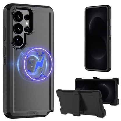 FOR Samsung Galaxy S26 ultra case, S26 ultra Heavy Duty case,with A Tempered Glass Screen Protector, [Military Grade Protective ] [Shockproof] [Dropproof] [Dust-Proof] (with Belt Clip-Magnetic -Black) - color: with Belt Clip-Magnetic -Black