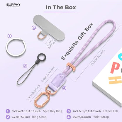 SURPHY Phone Wrist Strap, Keychain Wristlet, Phone Lanyard with Tether Tab - color: Purple