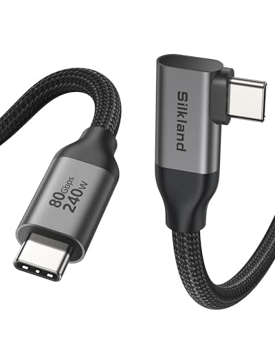Silkland 80Gbps Right Angle USB 4 Cable for Thunderbolt 5 Cable 240W 10FT - size: 10FT