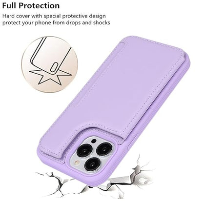 iCoverCase Compatible with iPhone 13 Pro Max Phone Case with Card Holder, Wallet Case for Women Men RFID Blocking PU Leather Protective Case 6.7 Inch (Light Purple) - color: Light Purple