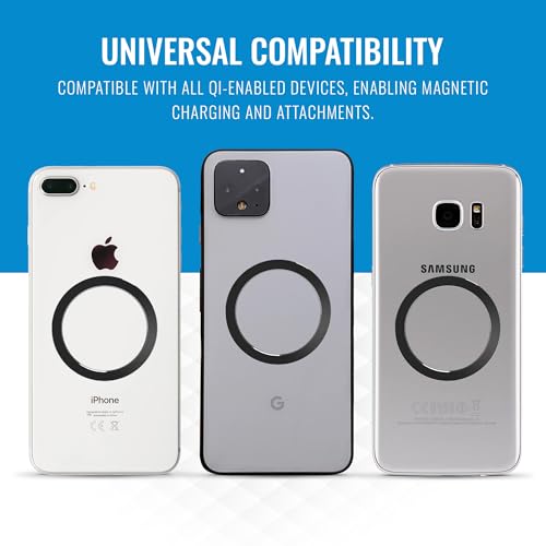 Naztech MagUp MagSafe Adapter - Universal Magnetic Phone Ring for Android & iPhone, Phone Magnet for Wireless Charging, Compatible with Any Qi-Enabled Case, 2 Pack