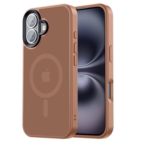Tigowos Magnetic for iPhone 16 Case Fits MagSafe 16FT Drop Resistant Matte Skin Feeling Back Cover Shockproof Slim Fit for iPhone 16 Phone Case 6.1 inch，Brown - color: Brown, size: iPhone 16-6.1 inch