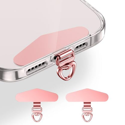saxsion Heavy Duty Phone Tether Tab 360, Metal Lanyard Patch with 44lbs Load Capacity & Swivel Ring,2-Pack - color: Rose Gold*2