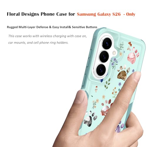 for Samsung Galaxy S26 5G Case: Cute Flowers Floral Design for Girls Women Slim Soft TPU Bumper Shockproof Silicone Cell Phone Cover (Dog Paw) - color: Dog Paw