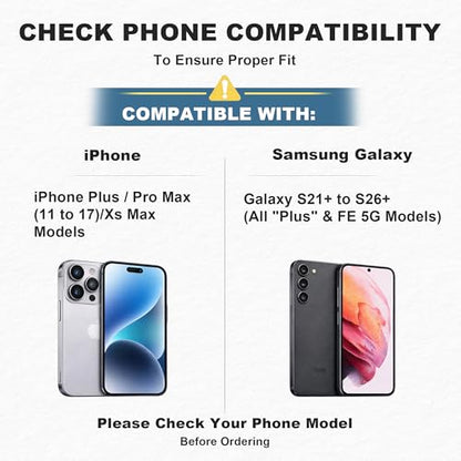 Holster for iPhone Pro Max, Plus Models, Samsung Galaxy +Plus/Fe | Meilib Cell Phone Belt Holder Case Pouch for Men (Fits Phone with Case on) - size: Plus / ProMax models