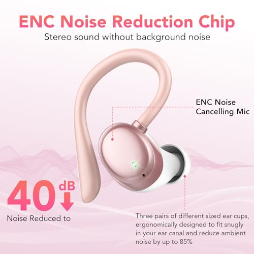 Bluetooth Headphones Wireless Earbuds 72hrs Playtime Wireless Charging Case Digital Display, Ear Buds with Earhook, Deep Bass 2.0, IPX7 Waterproof Over-Ear Earbuds for Android iOS Workout