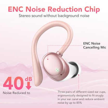 Bluetooth Headphones Wireless Earbuds 72hrs Playtime Wireless Charging Case Digital Display, Ear Buds with Earhook, Deep Bass 2.0, IPX7 Waterproof Over-Ear Earbuds for Android iOS Workout