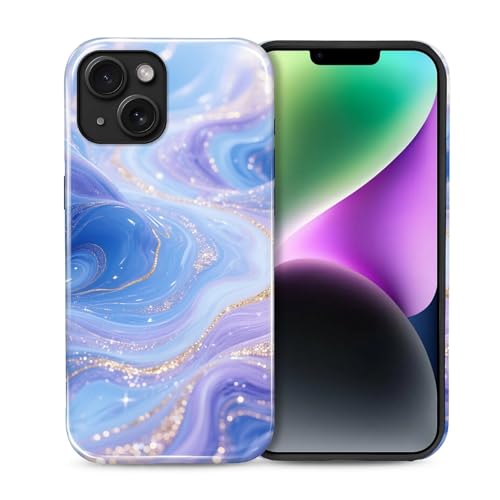 Case for iPhone 13 iPhone 14, Shockproof Hybrid Protective Phone Case, Dual-Layer Drop Protection Anti-Scratch, Blue Purple Fluid - color: Blue Purple Fluid, size: iPhone 13 14