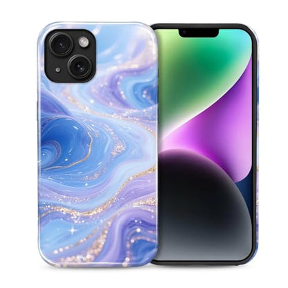 Case for iPhone 13 iPhone 14, Shockproof Hybrid Protective Phone Case, Dual-Layer Drop Protection Anti-Scratch, Blue Purple Fluid - color: Blue Purple Fluid, size: iPhone 13 14