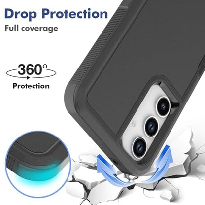 for Samsung Galaxy A35 5G Case: Dual Layer Protective Heavy Duty Cell Phone Cover Shockproof Rugged with Screen Protector - Military Protection Bumper Tough - Samsung Galaxy A35 5G 2024, Black - color: Black (PC) + Black (TPU)