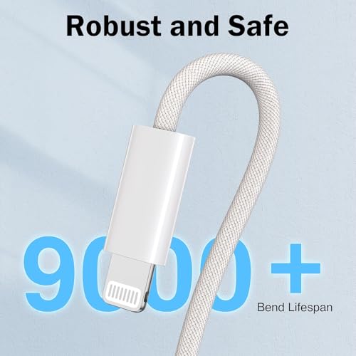 USB-A to Lightning Cable 6.6FT Fast Woven Charging Cord for Apple iPhone 14/13/12/11 XR XS X 8 7 6, iPad 9/8/7/6th, Carplay Charger Cord - size: 6.6ft