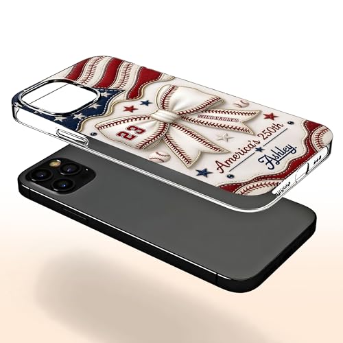 America's Wild Eagles Coquette Bow and Baseball Stitches - Personalized Clear Phone Case Custom Everyday Accessory Meaningful Gift for Loved Ones Unique Gear