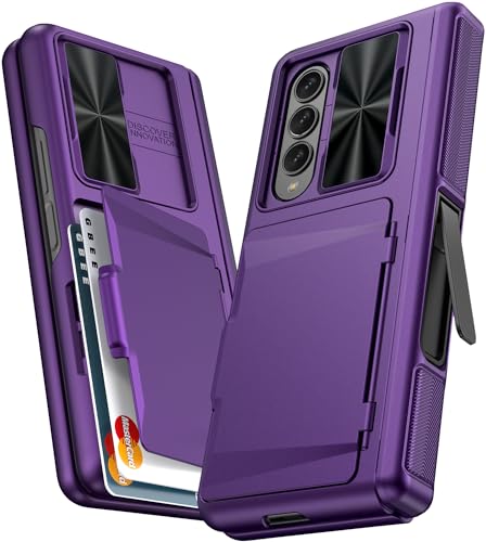 GBEE for Samsung Galaxy Z Fold 4 Case with Card Holder, Dark Purple - color: Dark Purple