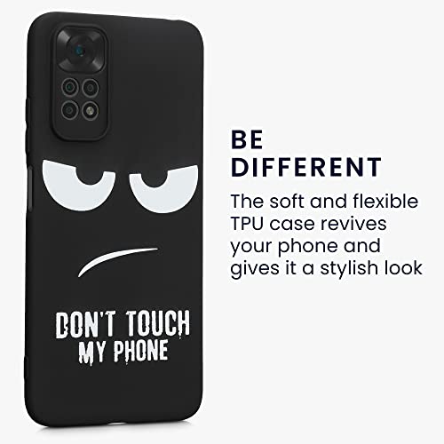 kwmobile TPU Silicone Case Compatible with Xiaomi Redmi Note 11 / Note 11S - Case Soft Cover - Don't Touch My Phone White/Black - size: Redmi Note 11 / Note 11S