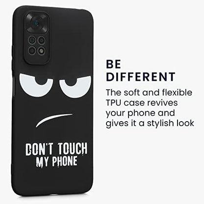 kwmobile TPU Silicone Case Compatible with Xiaomi Redmi Note 11 / Note 11S - Case Soft Cover - Don't Touch My Phone White/Black - size: Redmi Note 11 / Note 11S