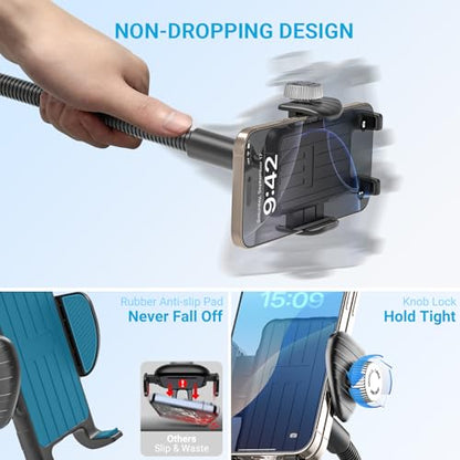 Bike Phone Mount, 360° Adjustable Gooseneck Handlebar Phone Holder