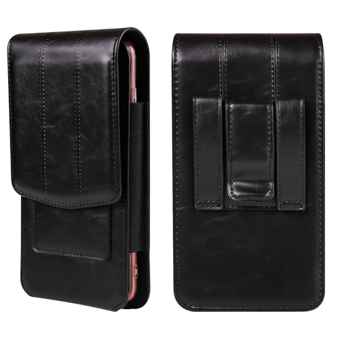Cell Phone Belt Clip Bag Leather Black, Small Phone Waist Pack Mens - color: Black, size: 6.9 INCH