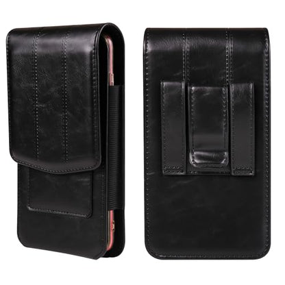 Cell Phone Belt Clip Bag Leather Black, Small Phone Waist Pack Mens - color: Black, size: 6.9 INCH