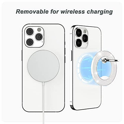 Magnetic Phone Ring Holder for magsafe, Glitter Magnetic Grip Compatible with iPhone 17 16 15 14 13 12 Pro max,Pro,Plus,Mini Mag Safe Accessories,Adjustable Kickstand,White - color: Glitter White