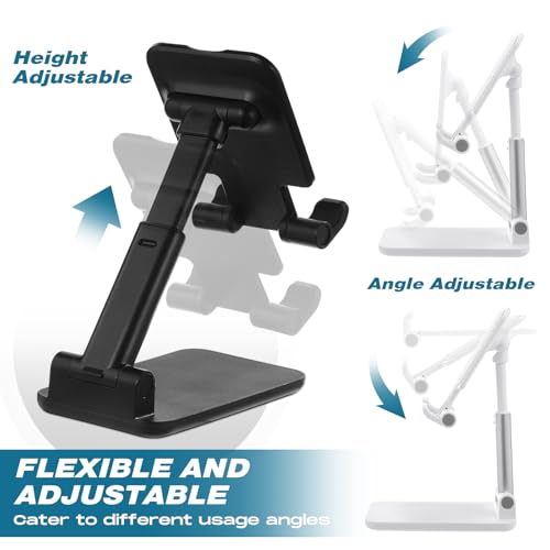 Wonderjune 12 Pcs Cell Phone Stand Adjustable Holder for Desk, White,Black