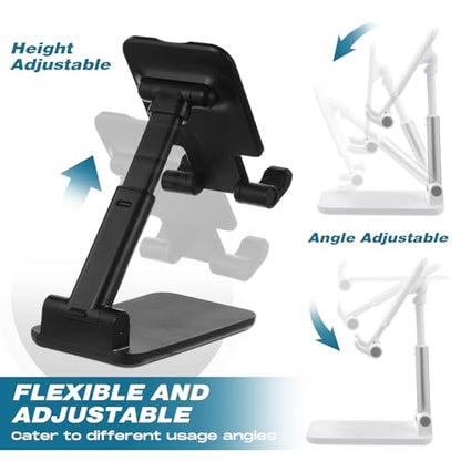 Wonderjune 12 Pcs Cell Phone Stand Adjustable Holder for Desk, White,Black