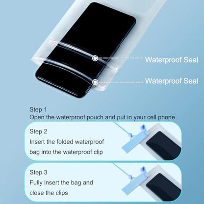 IPX8 Portable Swimming Waterproof Bag with Touch Screen for Underwater Shooting, Universal for iPhone, Android, Blue - color: Blue