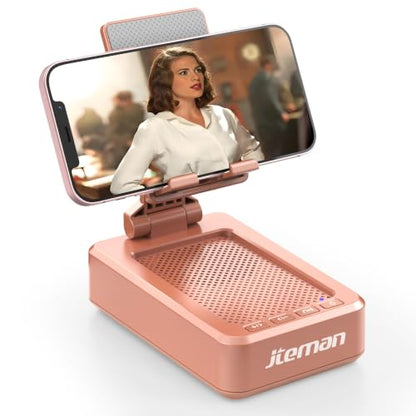 JTEMAN Bluetooth Speaker with Cell Phone Stand,Gifts for Men Tech Gadgets - color: Rose Gold