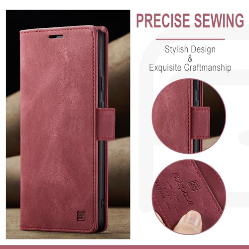 HAII Case for Google Pixel 10a 6.3",PU Leather Folio Flip Wallet Case with Card Holster Stand Kickstand Magnetic Closure Shockproof Phone Cover for Google Pixel 10a (Red) - color: Red