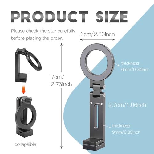 Compatible for Magsafe Phone Holder - Adjustable Foldable Phone Holder with Strong Magnets, Portable Travel Phone Bracket Compatible with iPhone 17/16/15/14/13/12 Pro Max, All Smartphones (Grey) - color: Grey