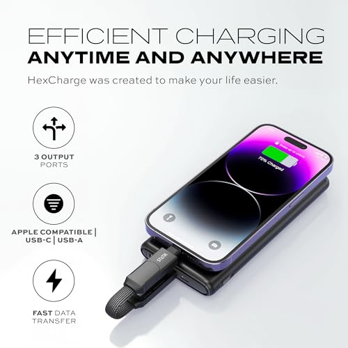 Statik HexCharge Keychain Charger Cable - Portable 4 in 1 Charging Cable Key Ring, 60W Fast Charging, Universal Multi Charging, Compatible with iPhone, USB C, and USB A - size: 1 Pack