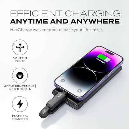 Statik HexCharge Keychain Charger Cable - Portable 4 in 1 Charging Cable Key Ring, 60W Fast Charging, Universal Multi Charging, Compatible with iPhone, USB C, and USB A - size: 1 Pack