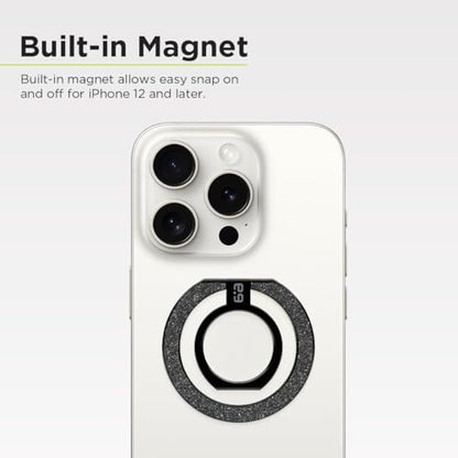PureGear Magnetic Phone Ring Grip, for MagSafe Kickstand Holder - color: Brushed Black with Black Glitter