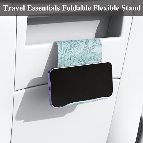 Airplane Travel Essentials for Flying Flex Flap Cell Phone Holder & Flexible Tablet Stand for Desk, Bed, Treadmill, Home & in-Flight Airplane Travel Accessories(1-Carved Blue) - color: 1-Carved Blue