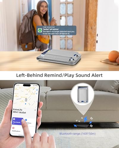 for Magsafe Wallet Works with Apple Find My, Leather Magnetic Phone Wallet - color: Gray