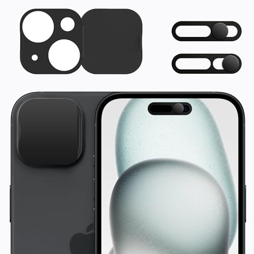 3 Pack Privacy Cover Compatible for iPhone 15/iPhone 15 Plus with 2 Front Camera Privacy Cover, Anti-Spy Camera Cover, Easy-Adhesive Design, Safeguard on iPhone 15/15 Plus.Black - size: iPhone 15/iPhone 15 Plus