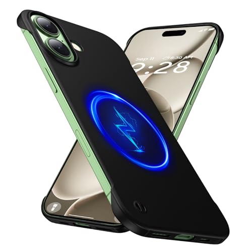 GRECAZO Magnetic Ultra Thin Frosted Designed for iPhone 17 Frameless Case 6.3 inch [Compatible with MagSafe] Slim Minimalist Lightweight Matte Hard Cover Protective Borderless Case- Black - color: Black, size: iPhone 17