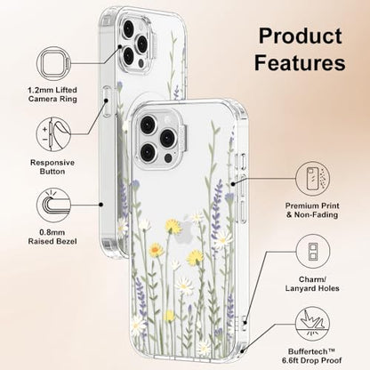 MOSNOVO Case for iPhone 12 & iPhone 12 Pro, [Buffertech 6.6ft Military-Grade Drop Protection] [Anti Peel Off Tech] Clear TPU Bumper Phone Case Cover Design - Wild Meadow - color: Clear - Wild Meadow, size: iPhone 12 / iPhone 12 Pro