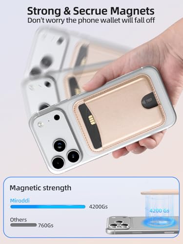 Miroddi for MagSafe Wallet, 4 Cards Holder, Stronger Magnetic Phone Wallet - color: Gold