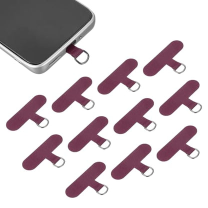 uxcell 12pcs Phone Tether Tab, Universal Phone Lanyard Patch T Shape Cell Phones Strap Replacement Part for Most Smartphone Cases, Wine Red - color: Wine Red