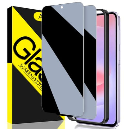 Asstar [2 Pack Privacy Screen Protector for Samsung Galaxy A37 5G | 9H Tempered Glass Samsung Galaxy A37 5G Privacy Screen Protector, Anti-Spy, Anti-Scratch, Case Friendly, Easy Install Frame - color: Black-Galaxy A37