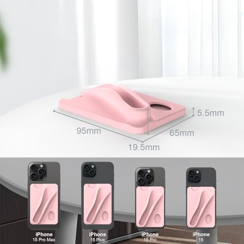 DOB SECHS Silicone Lip Holder with Card Holder Compatible with Lipstick Lip Glaze Phone Case Back Stick On Holder for iPhone and Android Smartphones （Pink, Small） - color: Pink, size: Small