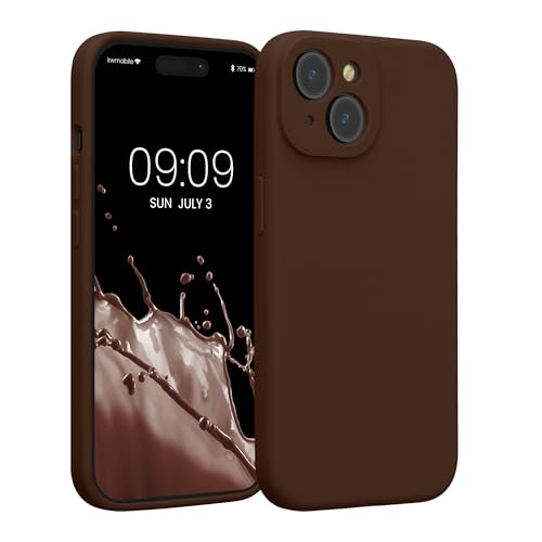 kwmobile Case Compatible with Apple iPhone 15 Case - Slim TPU Silicone Phone Cover - Soft Touch Finish - Chocolate - color: Chocolate, size: iPhone 15