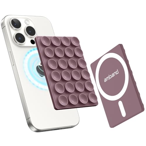 amBand Magnetic Suction Phone Mount for MagSafe Case, Silicone Cup Sticky Grip Holder for iPhone, Removable Hands-Free Selfie/Video for TikTok Influencers, Women Gift, Smoke Violet - color: Smoke Violet
