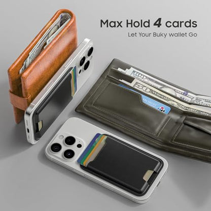 Musotica 2 Packs Phone Card Holder, Leather Phone Wallet Stick on, Stronger Nano Adhesive Credit Card Holder for Back of Phone Case, With RFID Blocking, Fit 4 Cards for iPhone, Samsung, and Android - color: Black